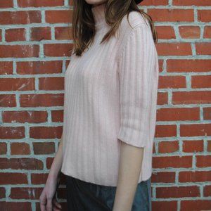Vintage 90's CASHMERE Mock Neck Pink Knit Blouse